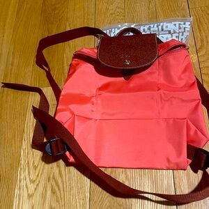 Longchamp Backpack LE PLIAGE ORIGINAL Nylon/Leather Foldable GRENADINE  NWOT